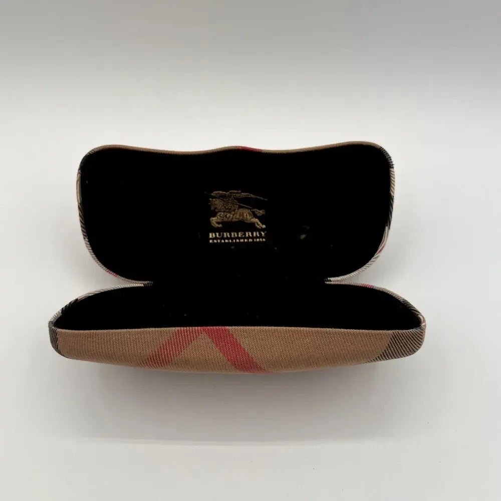 VINTAGE BUBERRY Nova Check Eyeglasses Sunglasses Case Beige Red Black Plaid